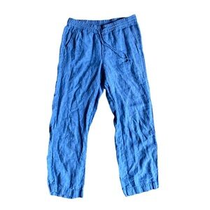 Talbots Linen Blue Stretch Elastic Waist Casual Resort Beach Pants Size 4